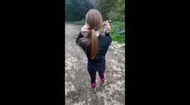 Girl falls into watery mud in La Croixille, France