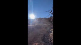 Rider crashes after cliff jump in Virgin, Utah, USA
