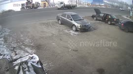 Car accident scene captured by surveillance in Xinjiang Province