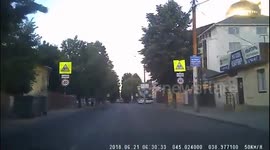 Car accident in Russia leaves vehicle overturned