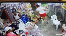 Man slips and falls in Santo Domingo, Dominican Republic