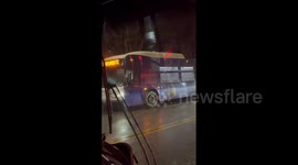 US: Buses Stuck On Icy Road As Winter Weather Moves Through Omaha