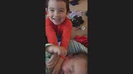 Baby laughs