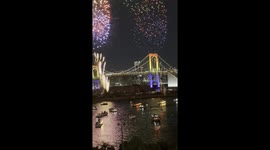 Winter Fireworks along Rainbow Bridge