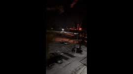 Explosion at oil depot caused by flying drones in Oryol Oblast, Russia