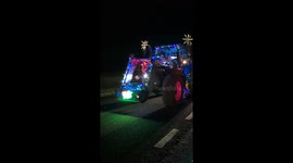 Christmas Charity Tractor Farmer Run Parade cancer research no food without farmers British farming