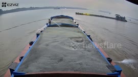 Barges collide on river in Vietnam