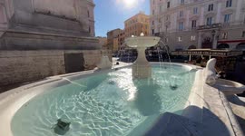 The fountain in Piazza Santa Maria Maggiore restored for the Jubilee in Rome.