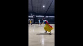 Volleyball players dresses as Snow White for amusing game