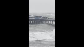 Storm Darragh's Storm Damage to Llandudno Pier, North Wales Full Pier View
