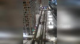Fireworks launched from high-rise apartment blocks in Russia