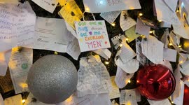 A wish card reading ‘God give me Harvey Bull (in Korean) otherwise get (love) me an excellent men’ was hung among other wish cards on the decorated Christmas tree installed at Termini Station during the Christmas season in Rome.