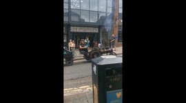Samson traction engine moves through the street in Guildford, England, UK