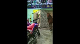 Man posing gets kicked by horse in Cirebon, Indonesia