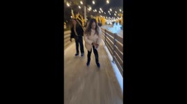 Ice skater loses balance while dancing in Riccione, Italy