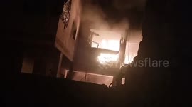 Fires broke out following an Israeli airstrike targeting a home belonging to the Al-Turk family in the Al-Daraj neighborhood