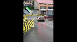 Multiple cars crash on a slippery curve during competition in Cangas De Narcea, Spain