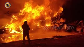 Spain: Valencia Firefighters intervene in a fire in Catarroja