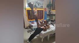 Oversized cupping cups used to remove dampness