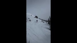 Skier launches from jump and crashes into lift