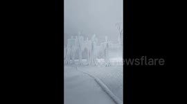 Huge 10-metre columns of ice form in China leaving visitors in awe