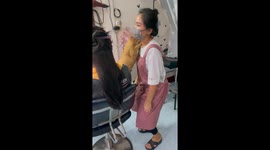 Clingy cat wants owner to hold her at work