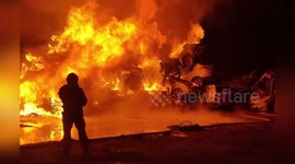 Spain: Fire Breaks Out in Makeshift Dump Site in Catarroja Amid Heavy Storm Damage