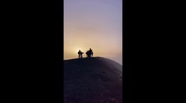Lava Fall on Mount Etna Volcano