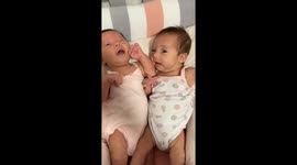 Exclusive- Perfectly synced crying twins: A moment of adorable chaos