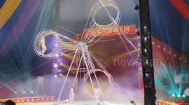 Circus performer falls during daring stunt in China