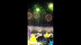Spectacular fireworks display at NE China's ice and snow world