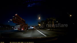 WTF Moment: Truck's Tire Explodes on an Active Road