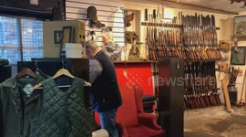 Mystery 'blanket man' caught on CCTV hanging dead pheasants outside of shop