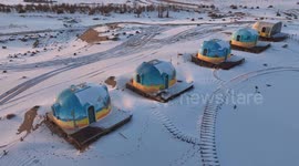 China: Cartoon houses in the desert in Hami