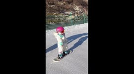 Skiing toddler takes to the slopes for the first time