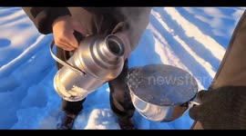 Chinese men create stunning ice formations in Guangdong winter