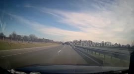 Close Call: Bus On Motorway Tries To Change Lanes While Another Vehicle Approaches