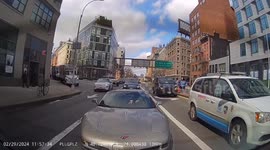 Reckless Driving: Grey Corvette Rear-Ends Car in Downtown New York