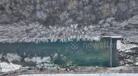 China: Ice Hangs on A Cliff in Zaozhuang