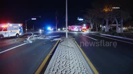 US, Los Angeles: Oxnard Car Crashes Into Power Pole Causing Outage