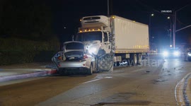 US, Los Angeles: Covina Wrong Way Car Crashes into Box Truck Fatal Part 2