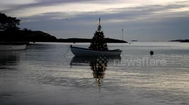Christmas Boat in the early morning hours in Marblehead, Massachusetts