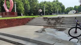 Boys attempt bike jump but fail in Tianjin, China