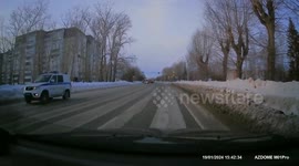 Close Call: White Truck Hydroplanes and Almost Hits Another Vehicle