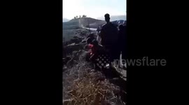 Syria: The moment the occupation soldiers opened fire on demonstrators near the Al-Jazeera barracks west of the village of Maariyah in the Yarmouk Basin area west of Daraa, which resulted in the injury of a young man
