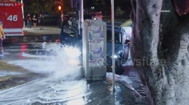 US, Los Angeles: South Park 2 Car Crash Leaves Hydrant Sheared