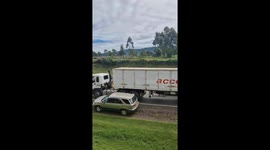 Heavy traffic jam along Nairobi-Nakuru highway in Kenya