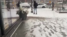 US: Boston Covered In Snow Ahead Of Holiday Weekend