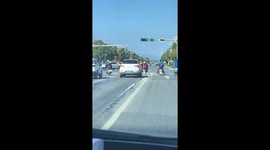 Dog chases car on highway in Hubei, China