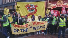 Strike outside Harrods department store in Knightsbridge